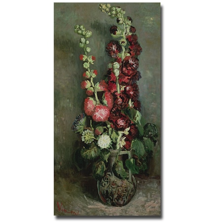 Vincent Van Gogh 'Vase Of Hollyhocks, 1886' Canvas Art,16x32